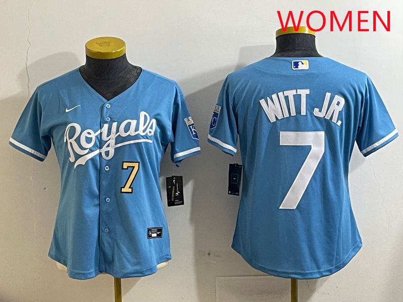 Women Kansas City Royals #7 Witt jr Light Blue Game 2025 Nike MLB Jersey style 1